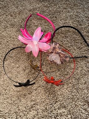Floral Headband Set - Pink, Red, Black, Gold, Bronze x5 used sanitized